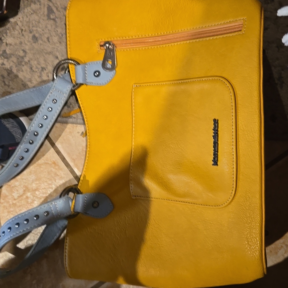 Yellow and Blue Studded Women's Bag, EUC - Picture 4 of 14